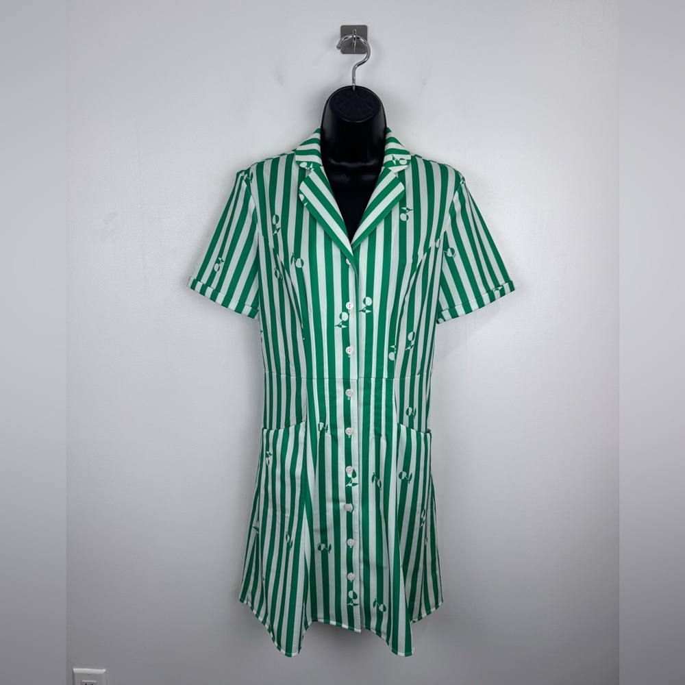 HVN Women Maria Green White Striped Stretch‎ Jersey Mini Dress Size 6